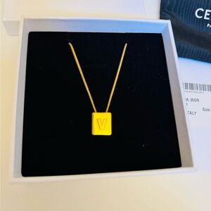 Celine Gold Initial Pendant Necklace